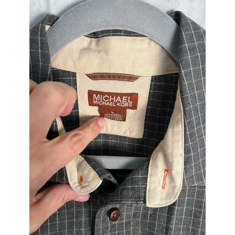 Michael Kors Men’s Gray Flannel Button Down Shirt Long Sleeve Size Large